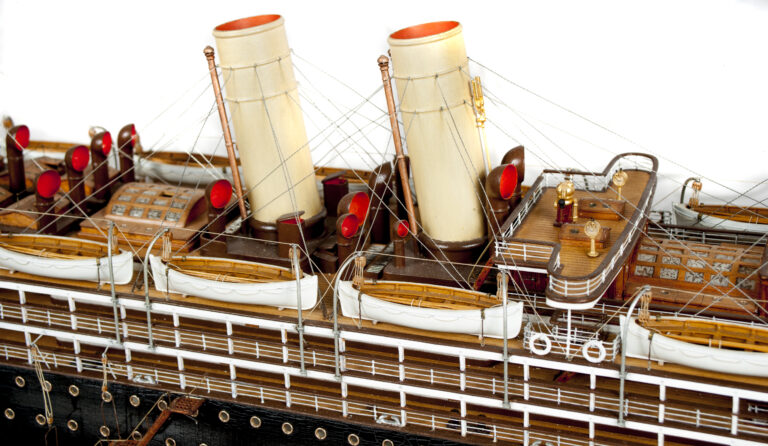 Detail of an ocean liner ship model