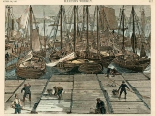 The Fish Landing Slip at Fulton Market, New York, 1887 The Fish Landing Slip at Fulton Market, New York, 1887