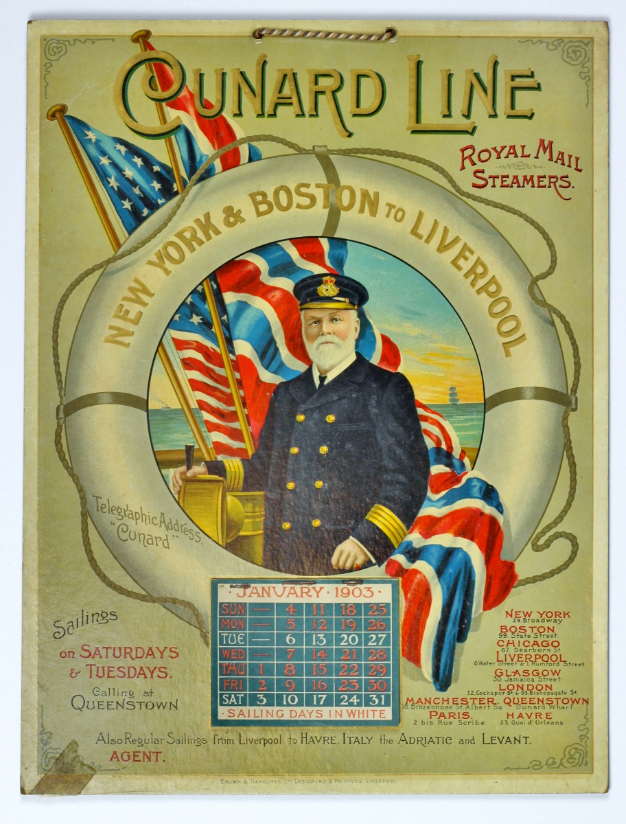 Cunard Line Sailing Calendar, 1903