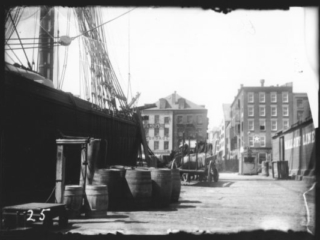 View of Fletcher Street from Pier 19, ca. 1890-1915,  from the Museum's Thomas W. Kennedy Collection
