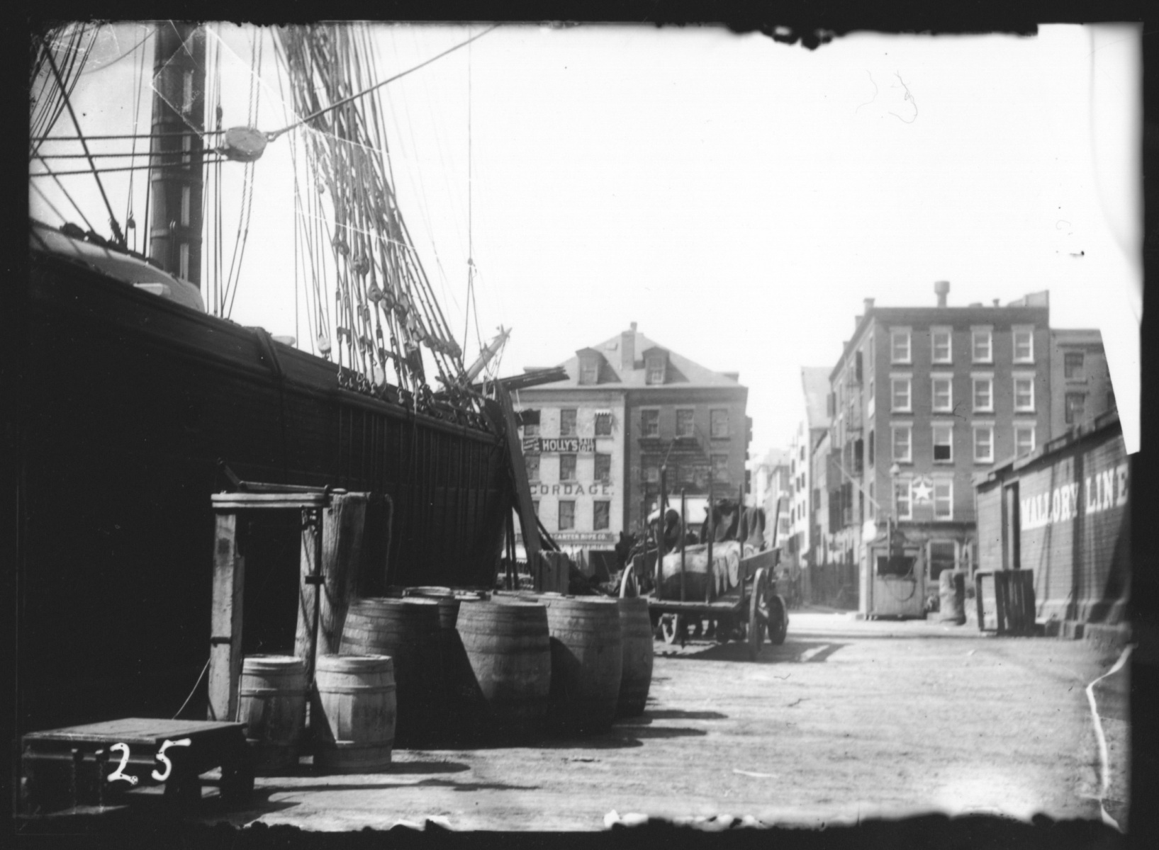 View of Fletcher Street from Pier 19, ca. 1890-1915,  from the Museum's Thomas W. Kennedy Collection