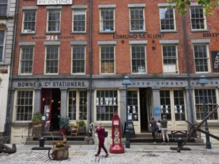 The entrance to the Stationers and Printing Office of Bowne &amp; Co. on Water Street