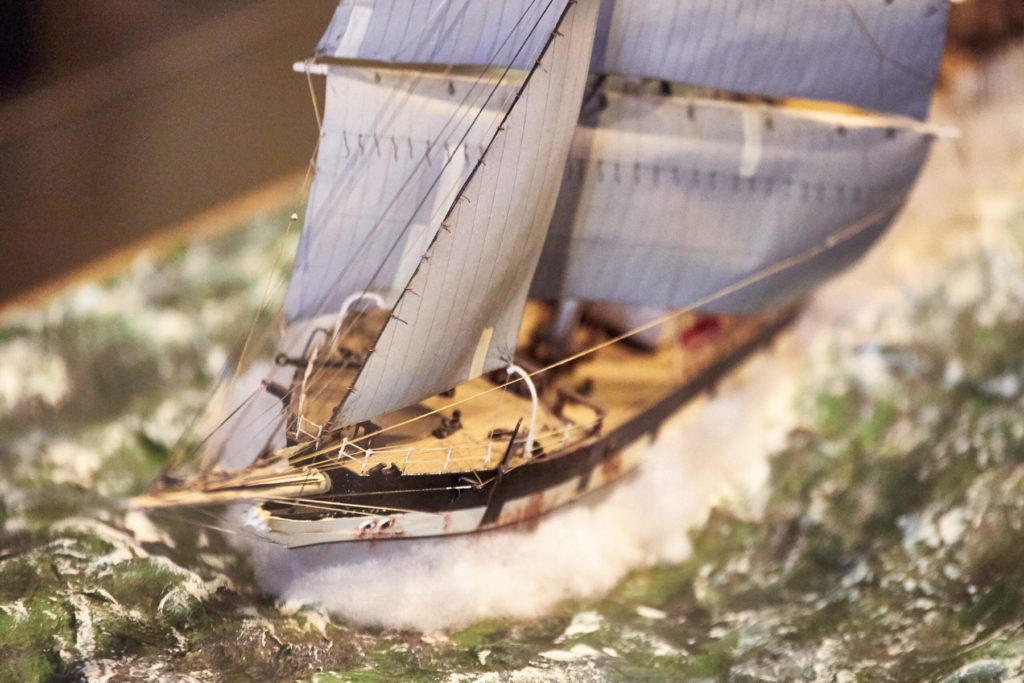 Scale ship model of Wavertree under sail, 1969
