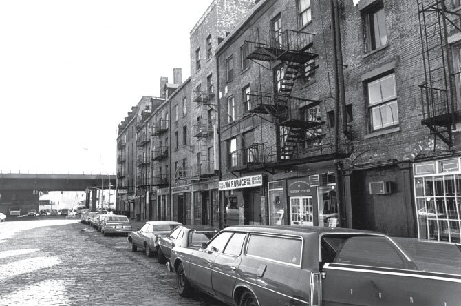 Schermerhorn Row pre-restoration, ca. 1968,  home to the South Street Seaport Museum