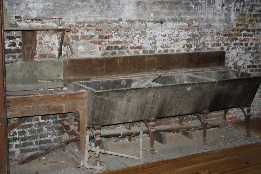 Soapstone sinks in the Fulton Ferry Hotel laundry room, 2012