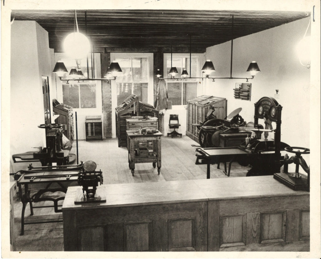 Interior of Bowne & Co., Stationers, 211 Water Street, ca. 1985