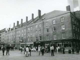 Schermerhorn Row post-restoration, ca. 1985,  home to the South Street Seaport Museum